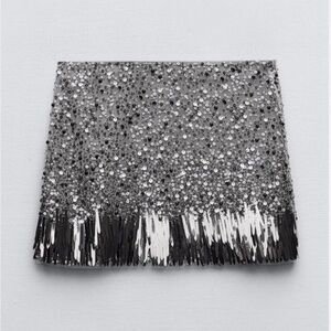 Zara Black and Silver Sequin Mini Skirt